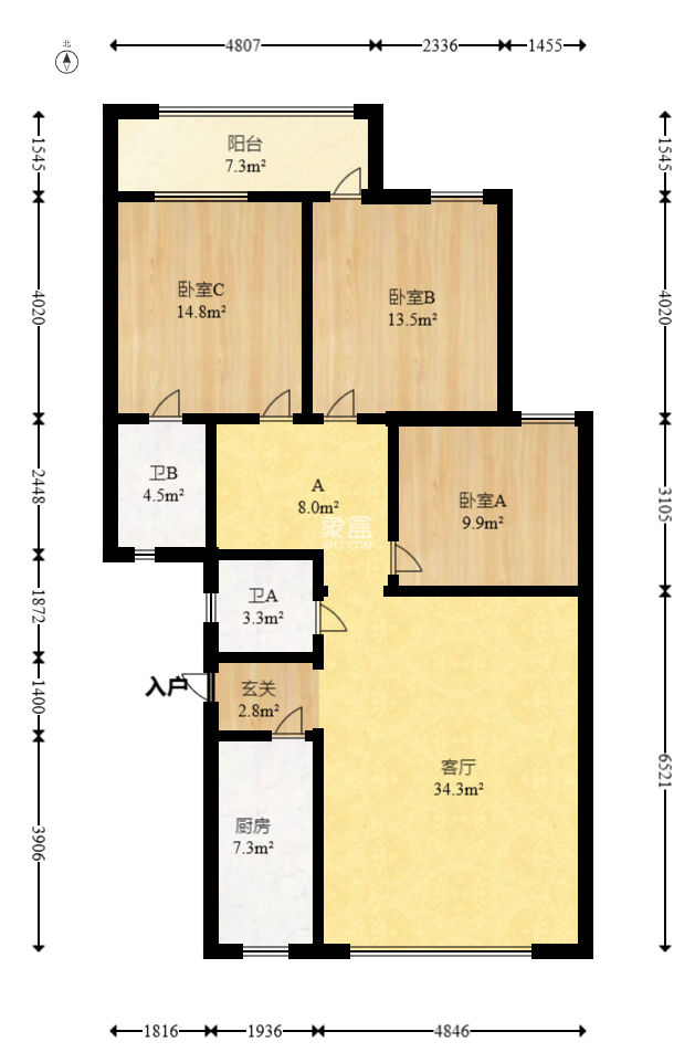 金匯小區(qū)  3室2廳2衛(wèi)   71.80萬