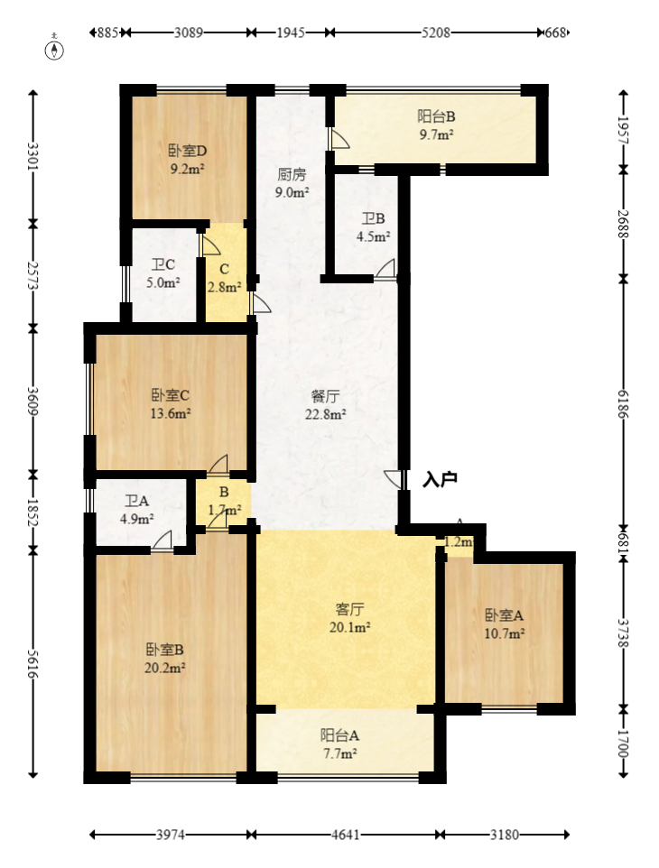 富兴时代御城  4室2厅2卫   238.00万室内图1
