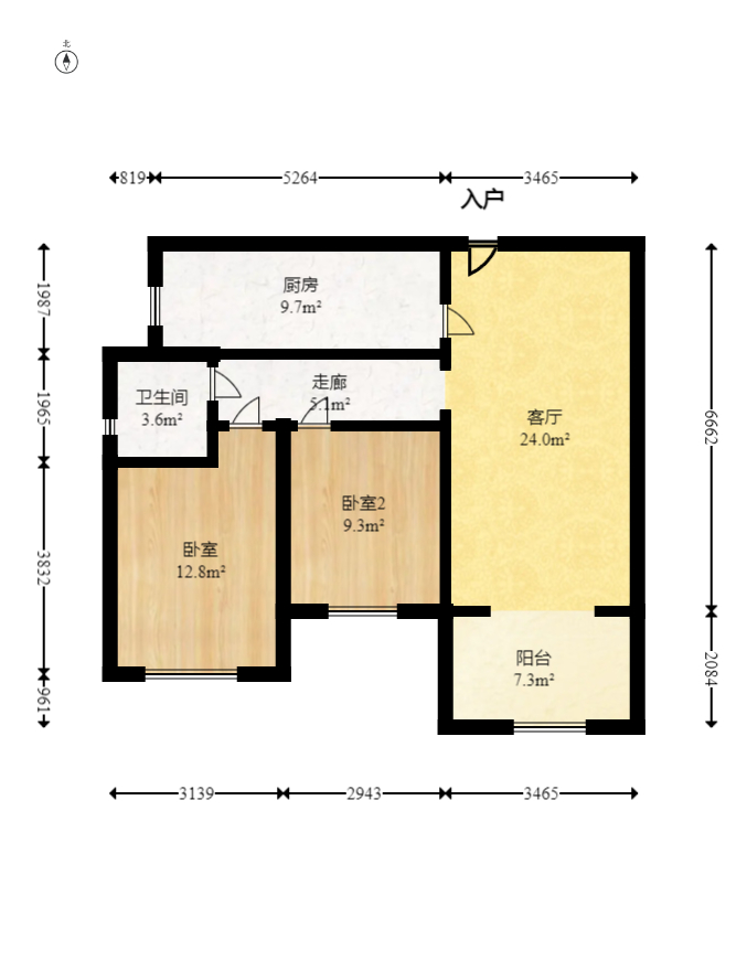 康桥长郡  2室2厅1卫   49.80万室内图1