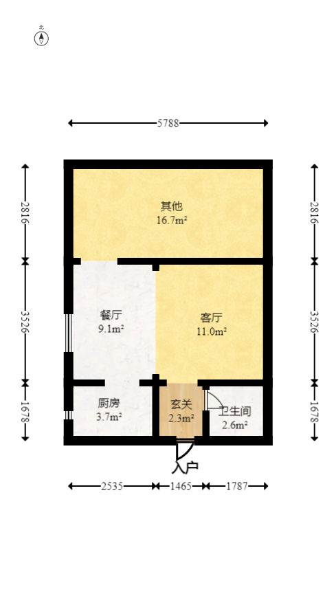 景泰雅苑（景江融城）  1室1厅1卫   58.00万室内图1