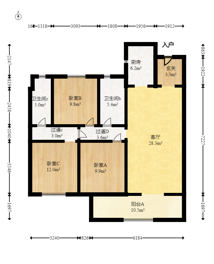 旭辉雨花郡  3室2厅2卫   165.00万室内图1