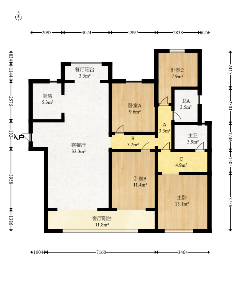 滨江府1913  4室2厅2卫   230.00万室内图1