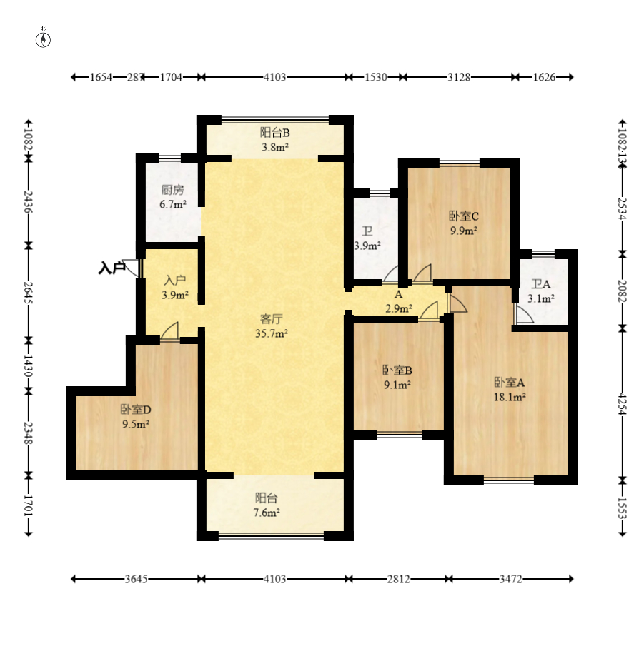 振业城四期  4室2厅2卫   266.00万室内图1