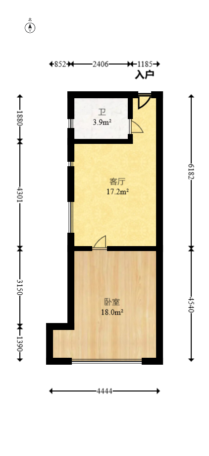 阿普阿布  1室1厅1卫   48.00万室内图1