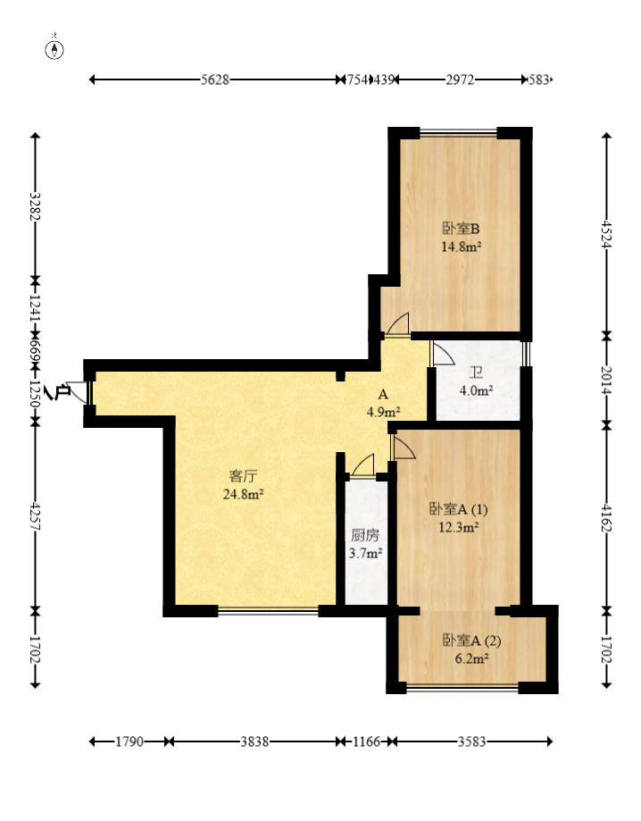 中房F联邦 2室2厅1卫 49.0万 中房F联邦 2室2厅1卫 49.0万户型图