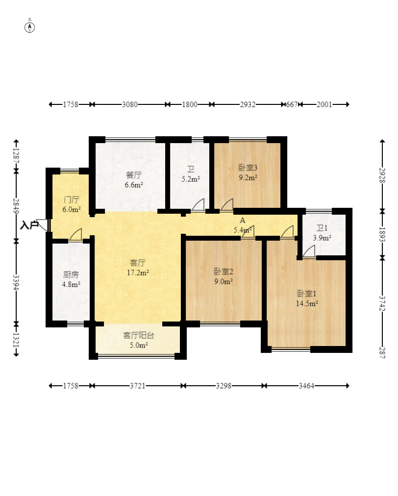 中建信和城  3室2厅2卫   138.00万室内图1