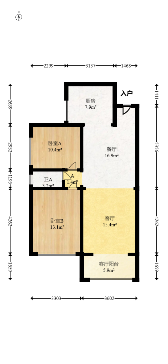 钰龙天下二期（钰龙佳园）  2室2厅1卫   225.00万室内图1