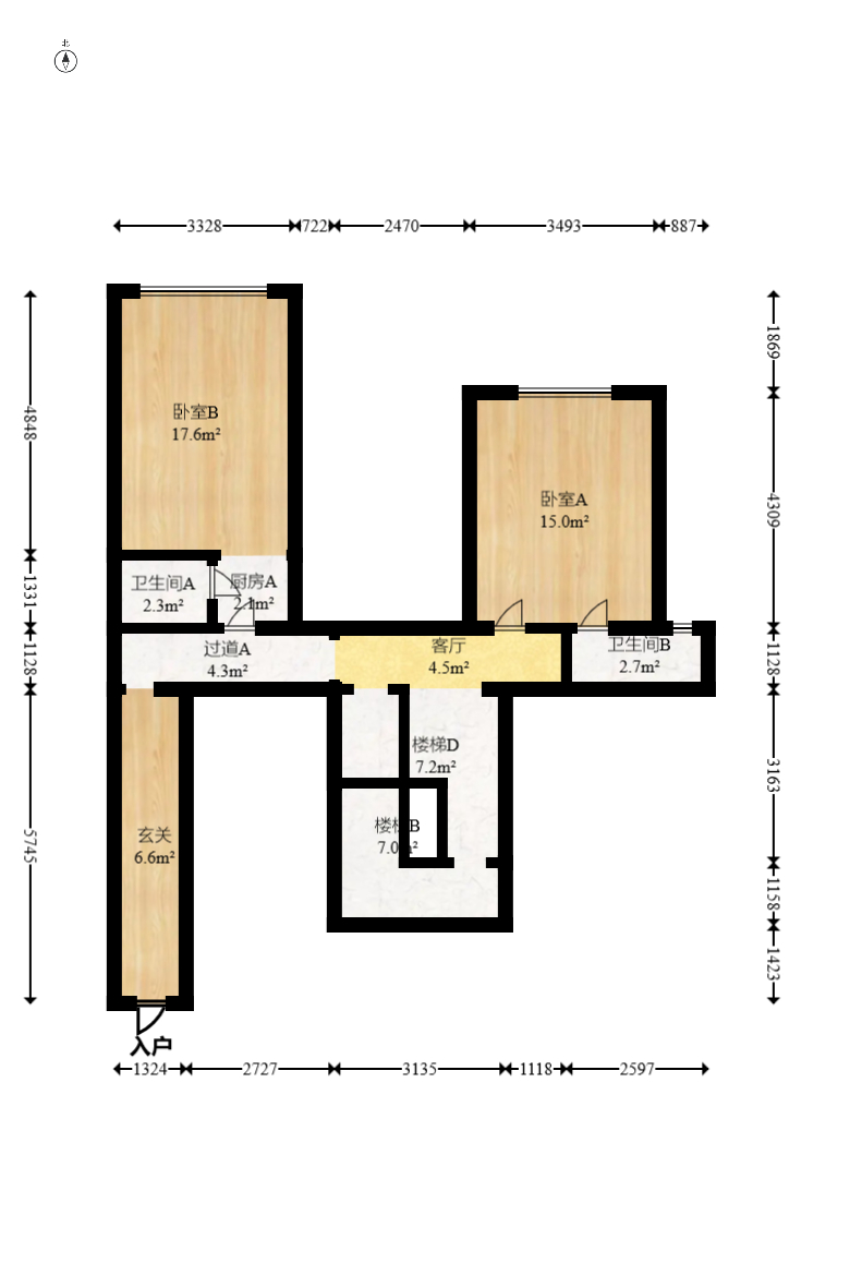 福安公寓  6室3厅2卫   195.00万室内图1
