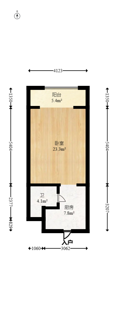 上河国际F座  1室1厅1卫   35.00万室内图1