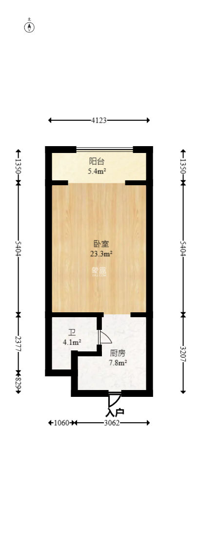 上河国际F座  1室1厅1卫   35.00万