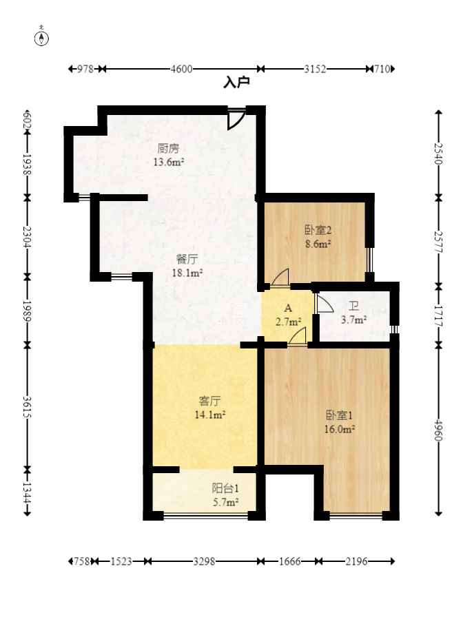 万博汇  2室2厅1卫   140.00万