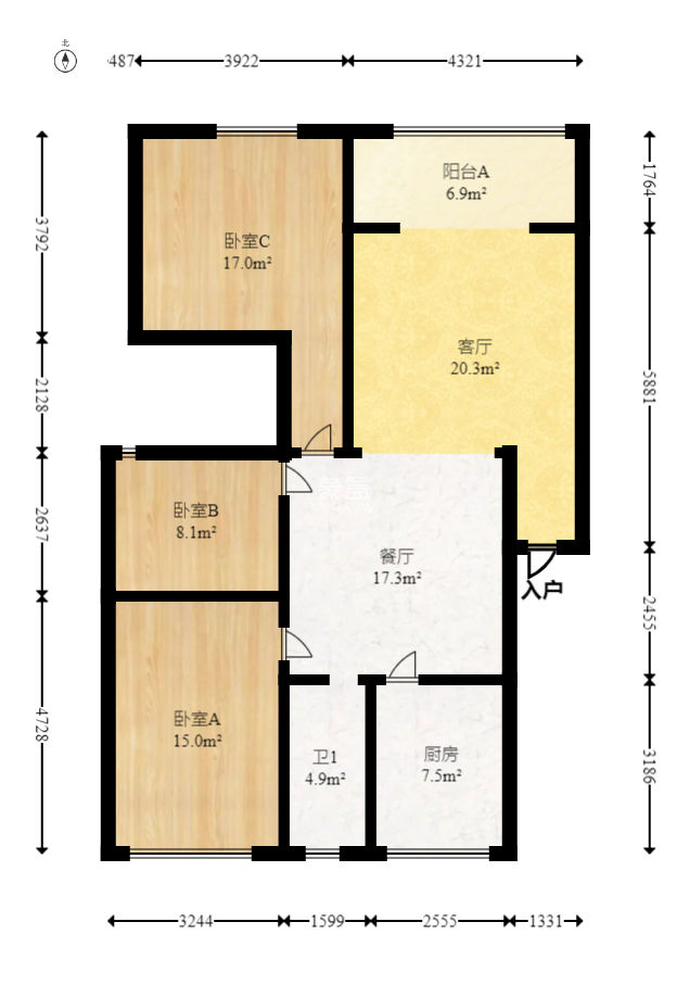新星小区  3室2厅2卫   85.00万