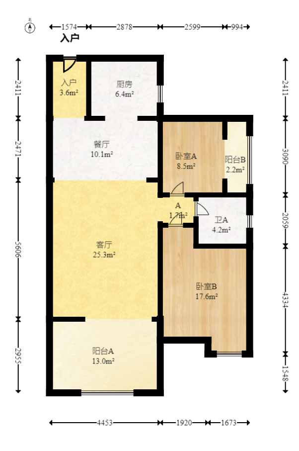 华盛世纪新城 2室2厅1卫 64.8万 华盛世纪新城 2室2厅1卫 64.8万户型图