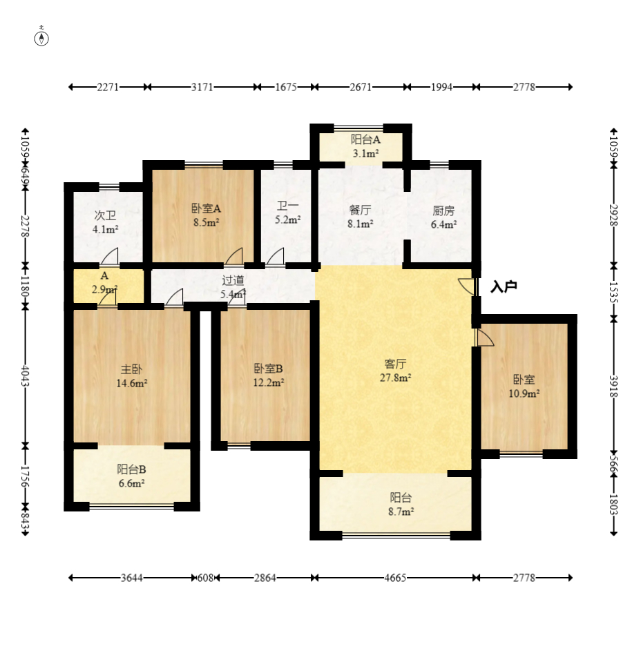 星湖湾二期洋房 4室2厅2卫 149.0万 星湖湾二期洋房 4室2厅2卫 149.0万户型图