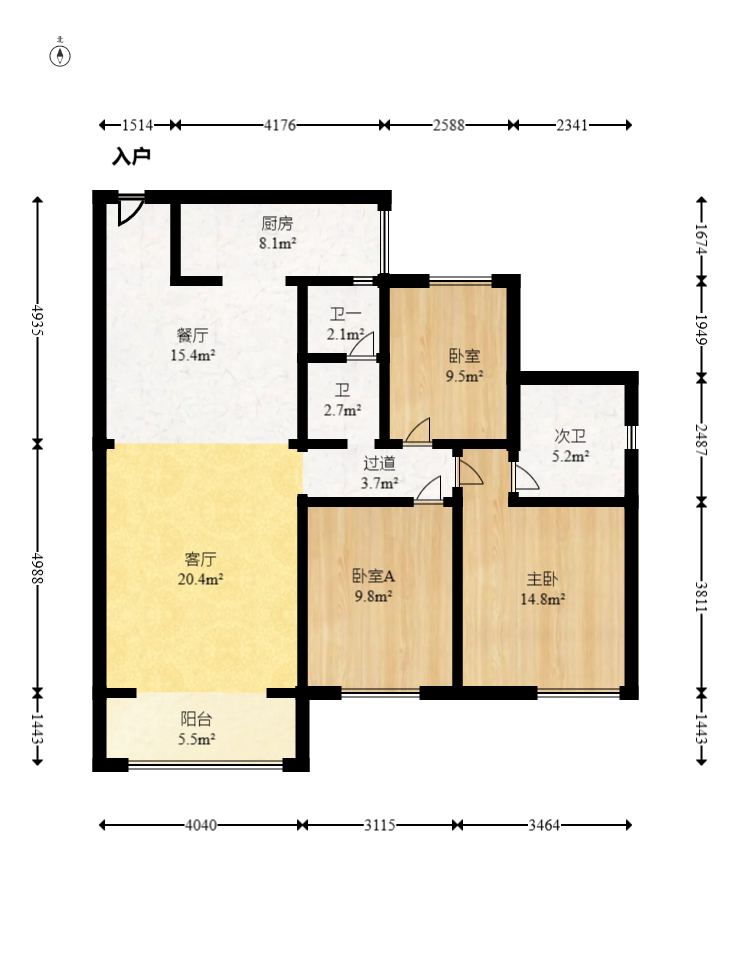 盛地东方芯府 3室2厅2卫 79.8万 盛地东方芯府 3室2厅2卫 79.8万户型图