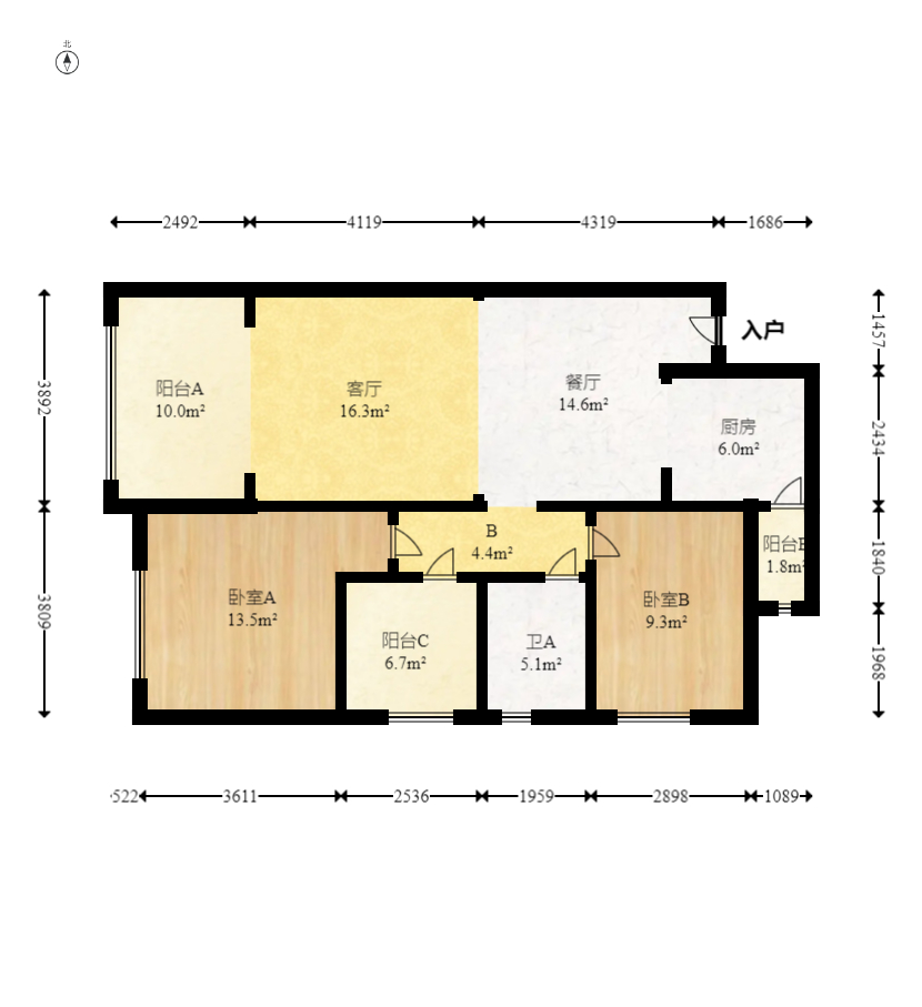 长房半岛蓝湾(观山月)  3室2厅1卫    72.8万 长房半岛蓝湾(观山月)  3室2厅1卫    72.8万户型图