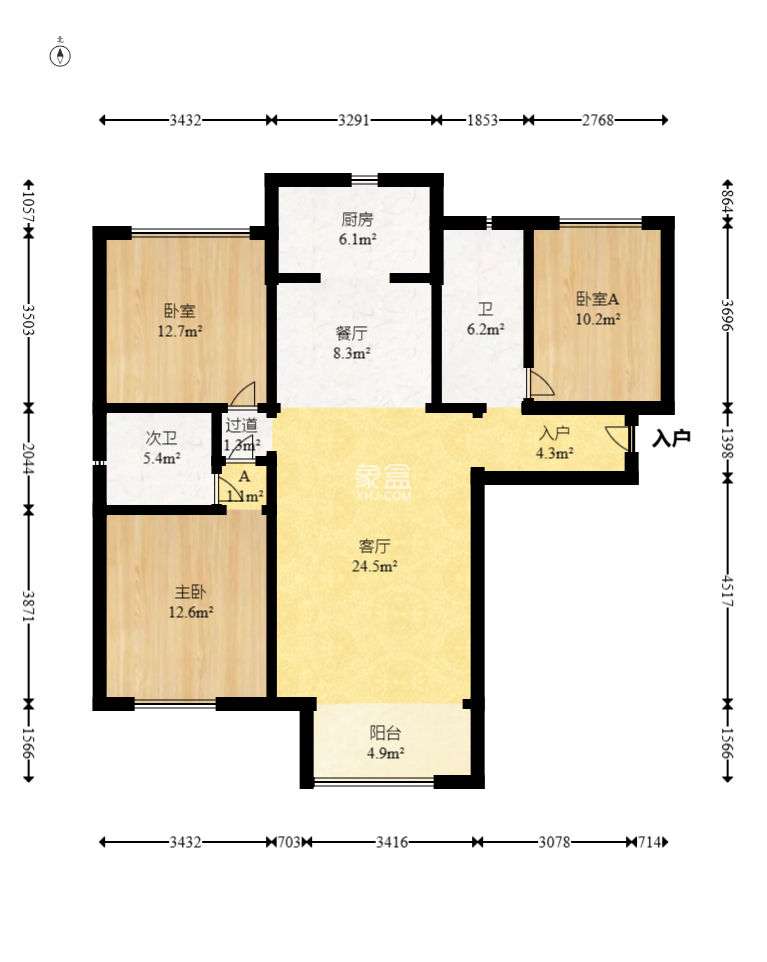 金科時(shí)代中心  3室2廳2衛(wèi)   98.00萬