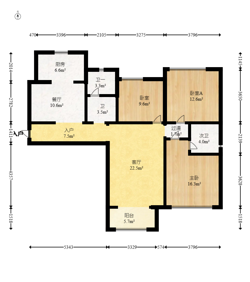 金科时代中心 3室2厅2卫 78.0万 金科时代中心 3室2厅2卫 78.0万户型图