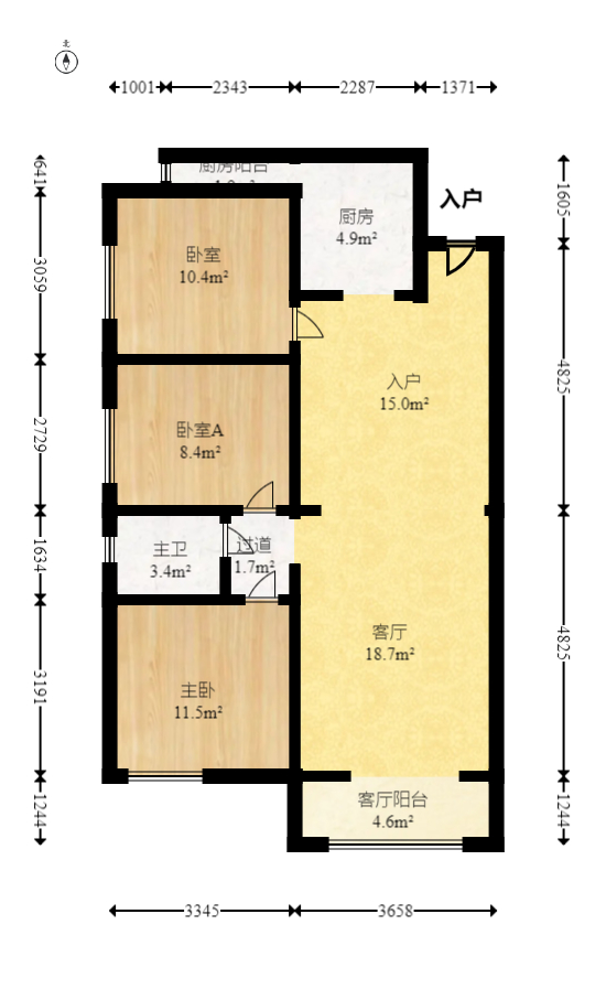 楚天世纪城西苑  3室2厅1卫    62.8万 楚天世纪城西苑  3室2厅1卫    62.8万户型图