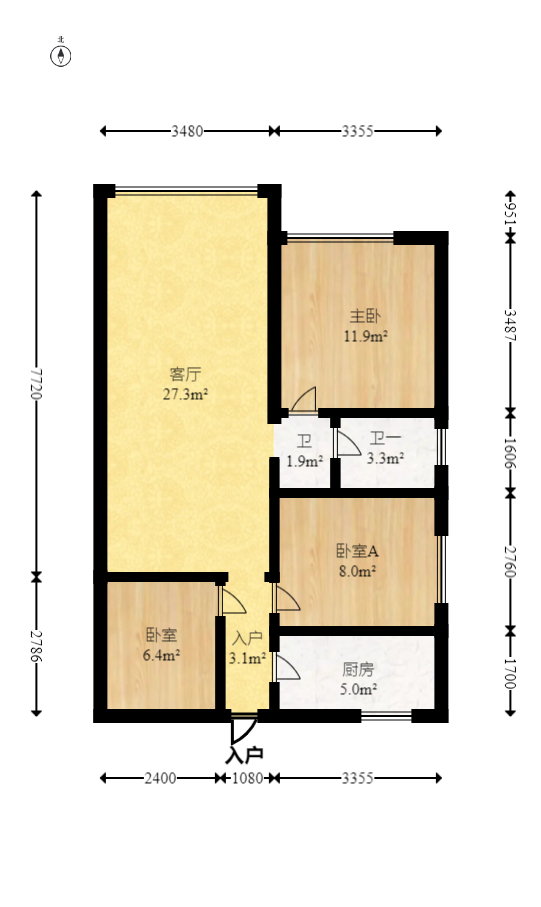 新长海广场 2室2厅1卫 58.0万 新长海广场 2室2厅1卫 58.0万户型图