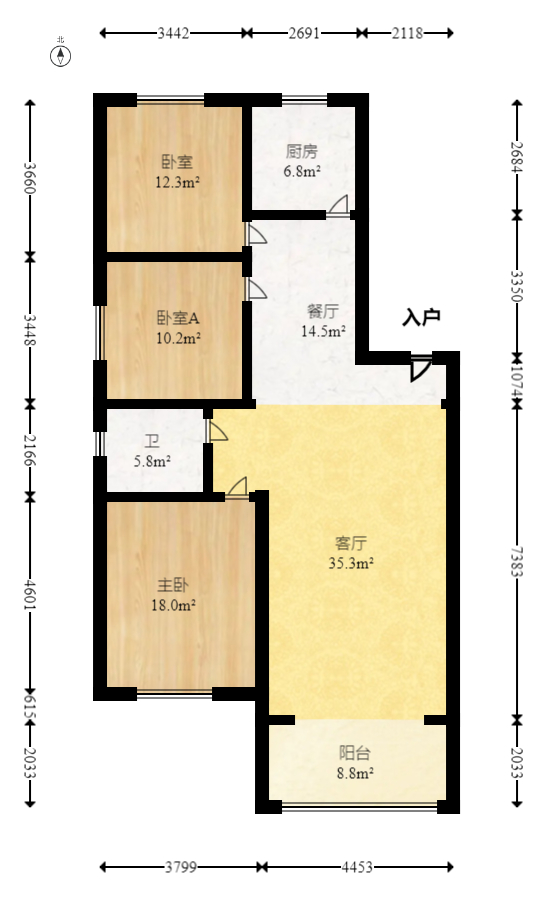 银园公寓(长沙县)  3室2厅1卫    54.0万 银园公寓(长沙县)  3室2厅1卫    54.0万户型图