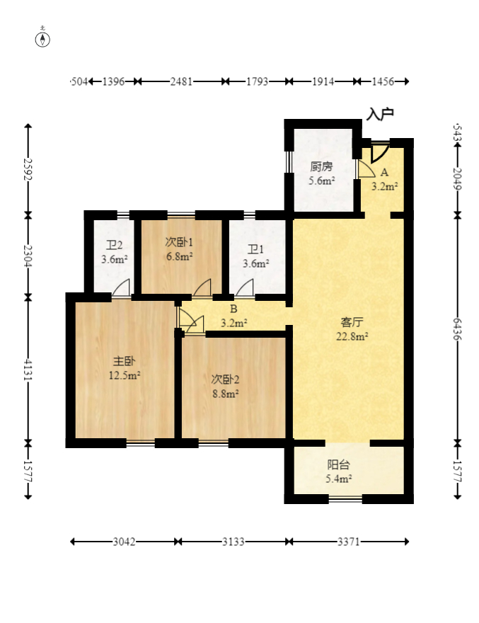 碧桂园中央花园 3室2厅2卫 85.8万 碧桂园中央花园 3室2厅2卫 85.8万户型图