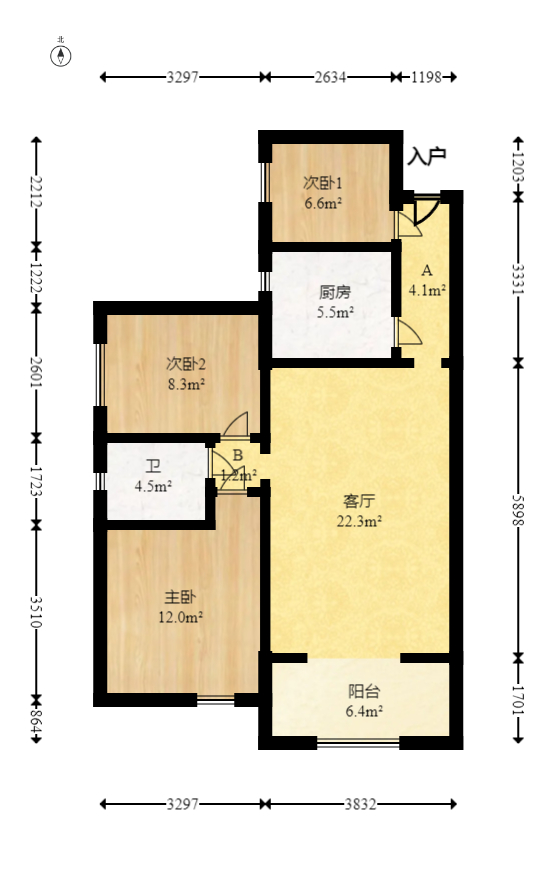 印山蓝色海岸 3室2厅1卫 60.0万 印山蓝色海岸 3室2厅1卫 60.0万户型图