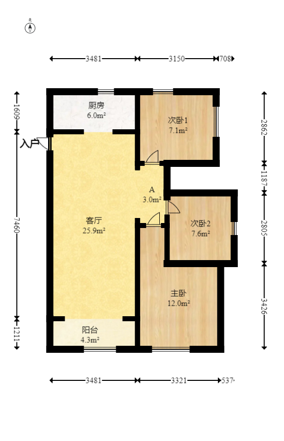深业喜汇 3室2厅1卫 62.0万 深业喜汇 3室2厅1卫 62.0万户型图