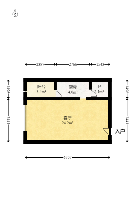 圆梦康乐城  1室1厅1卫   27.00万室内图1