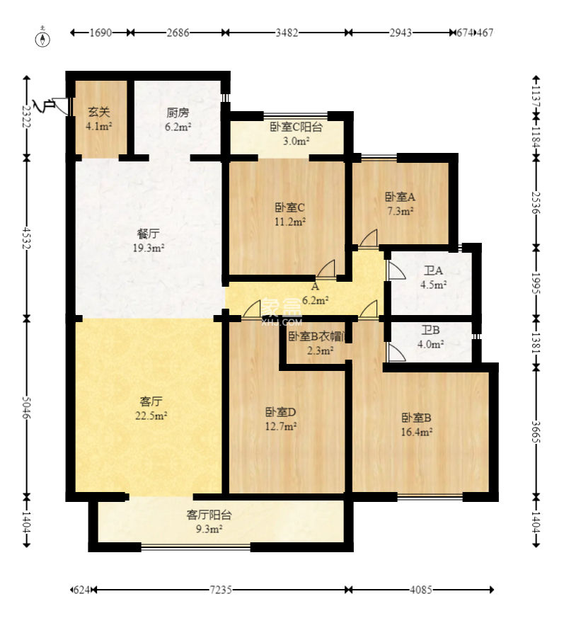 金茂建发泊悦  4室2厅2卫    195.0万