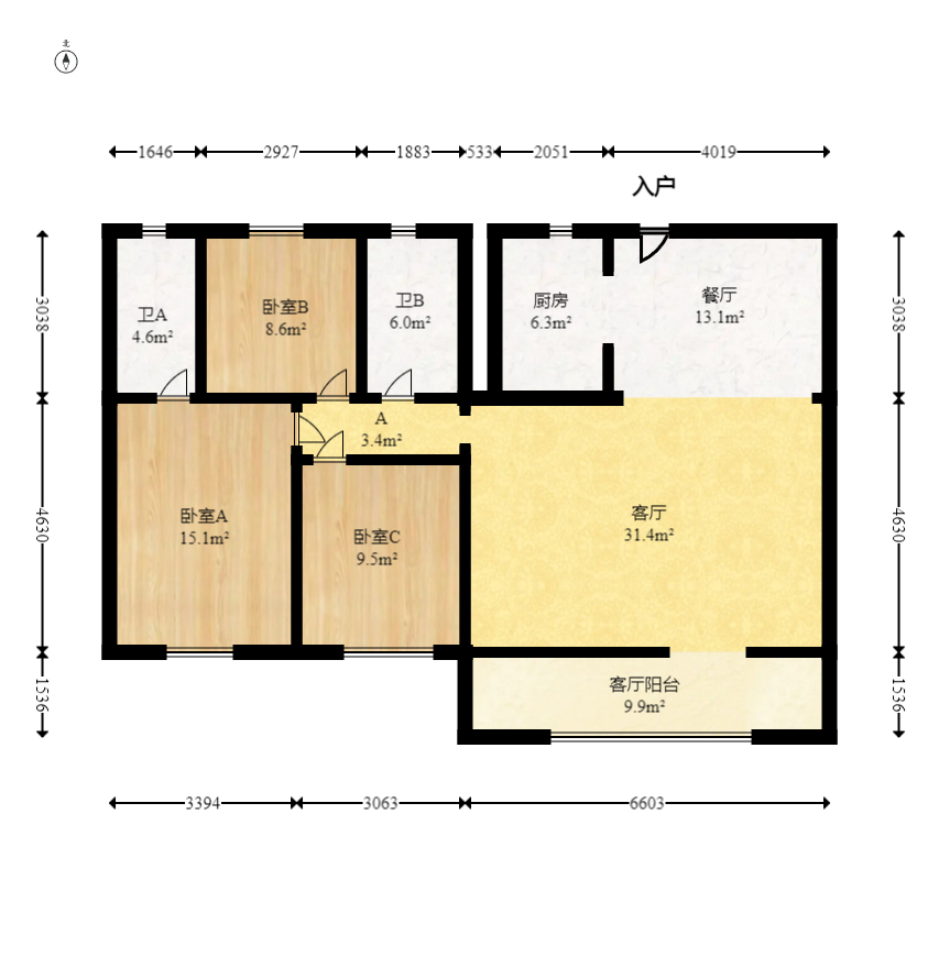 轨道中建麓江府  3室2厅2卫   155.00万室内图1