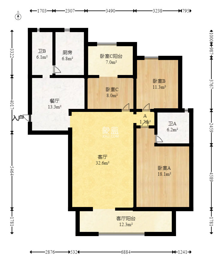 八方小区C区  3室2厅2卫   408.00万