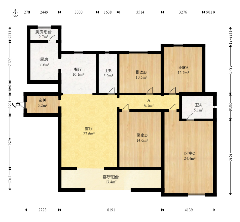 八方小区B区  4室2厅1卫    543.0万 八方小区B区  4室2厅1卫    543.0万户型图