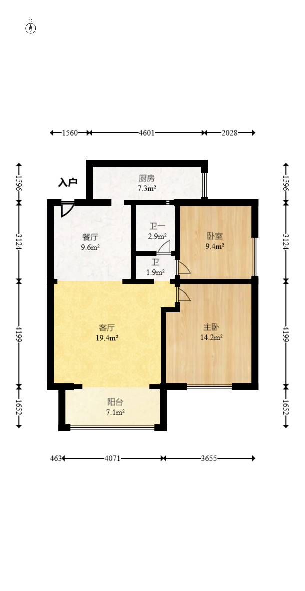 蝴蝶谷 2室2厅1卫 41.8万 蝴蝶谷 2室2厅1卫 41.8万户型图