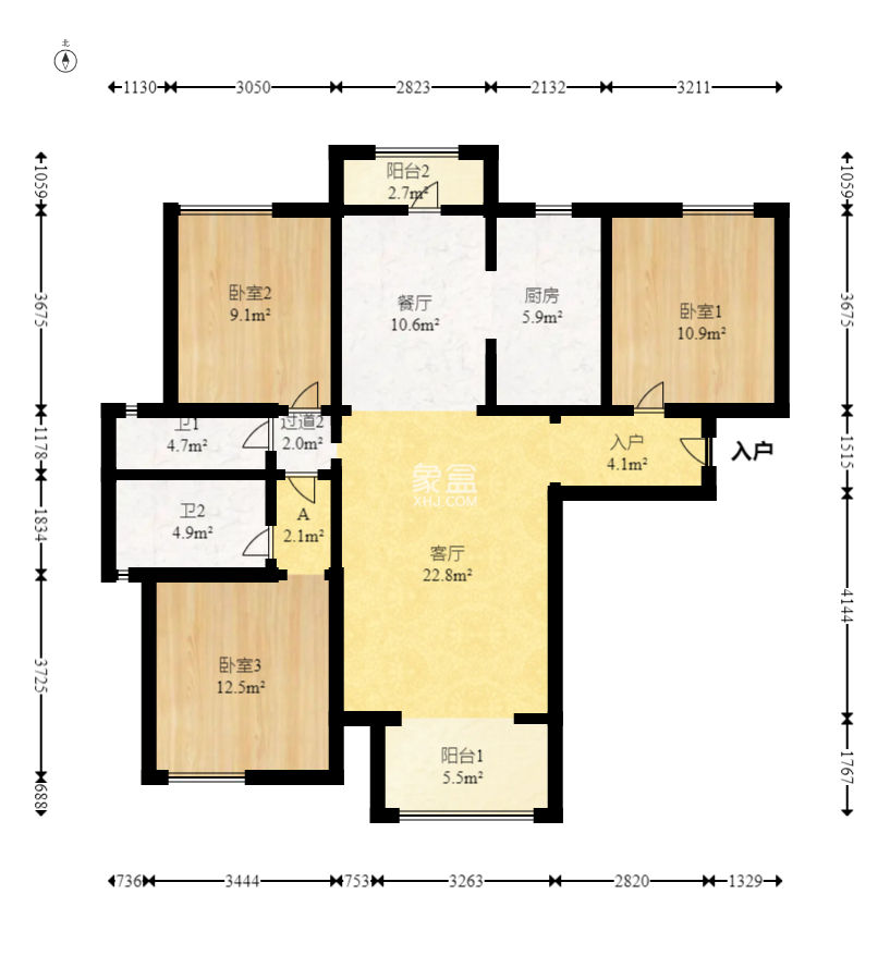 金地格林公馆  3室2厅2卫    115.8万