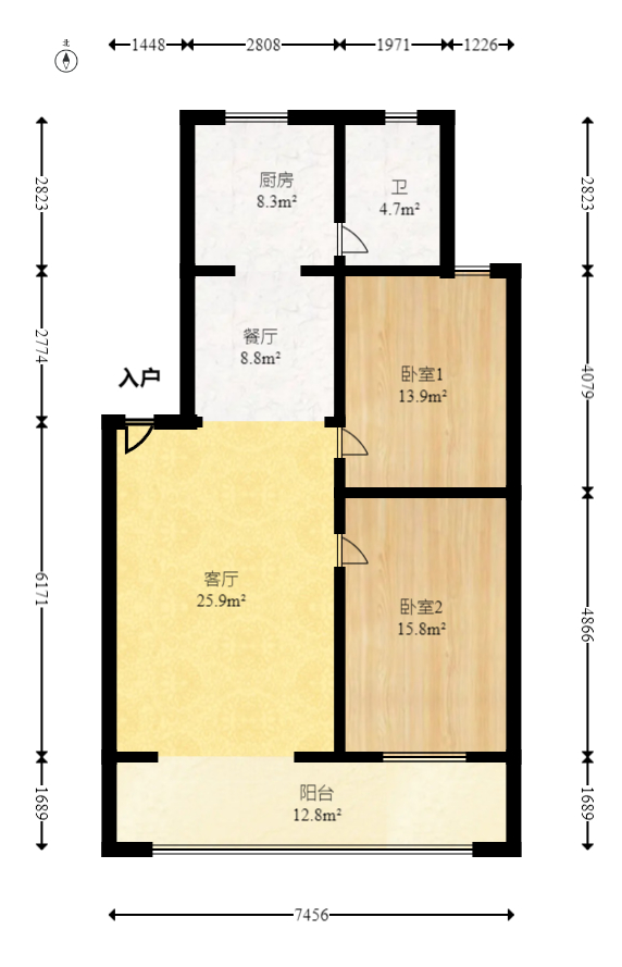 荷花园电信宿舍（天辰荷花苑）  2室1厅1卫   70.00万室内图1