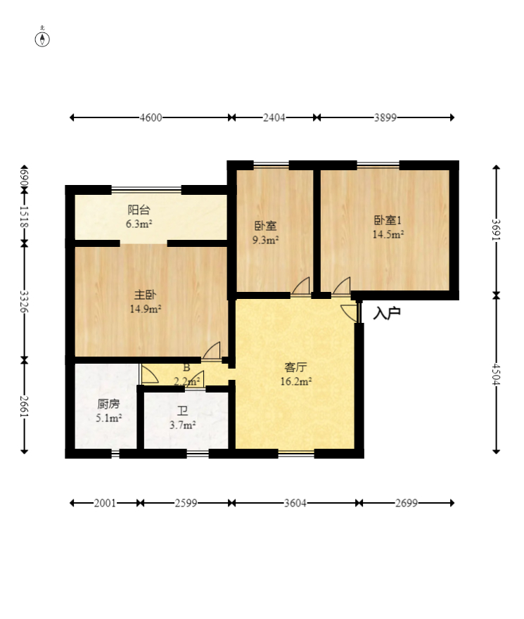 袁家岭省煤炭厅宿舍（芙蓉区省煤炭局小区）  3室2厅1卫   82.00万室内图1
