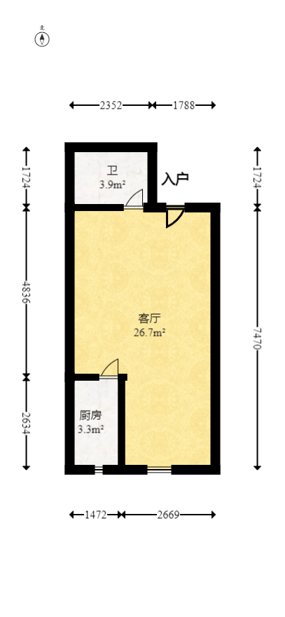 湘域相遇  1室1厅1卫   33.00万室内图1