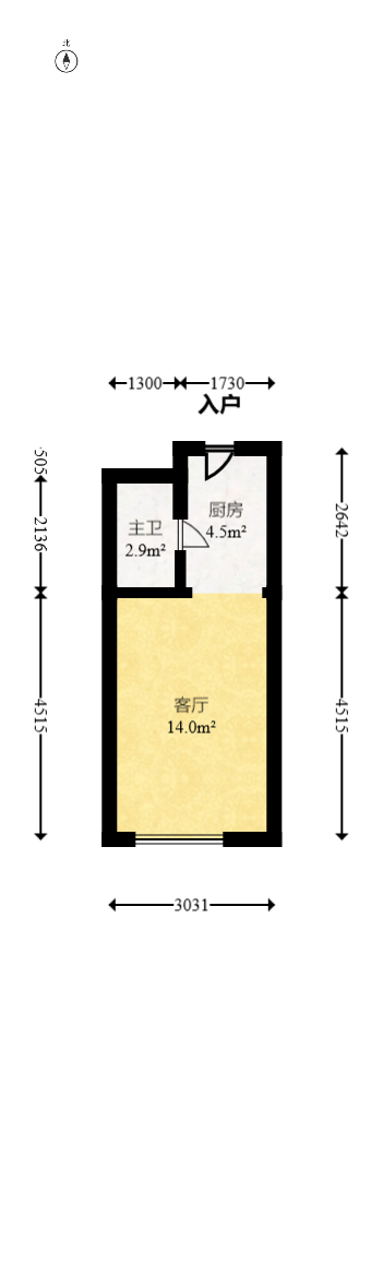 碧桂园翘楚棠  1室1厅1卫   20.80万室内图1