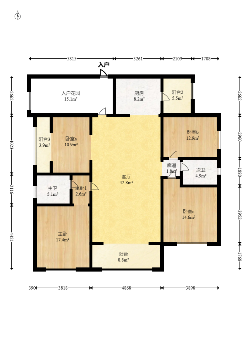 润和又一城 5室2厅2卫 107.8万 润和又一城 5室2厅2卫 107.8万户型图