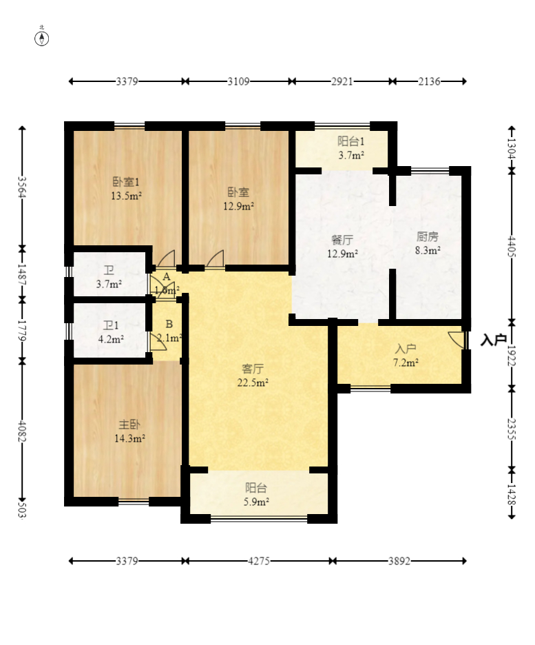 中安善化国际 3室2厅2卫 79.9万 中安善化国际 3室2厅2卫 79.9万户型图