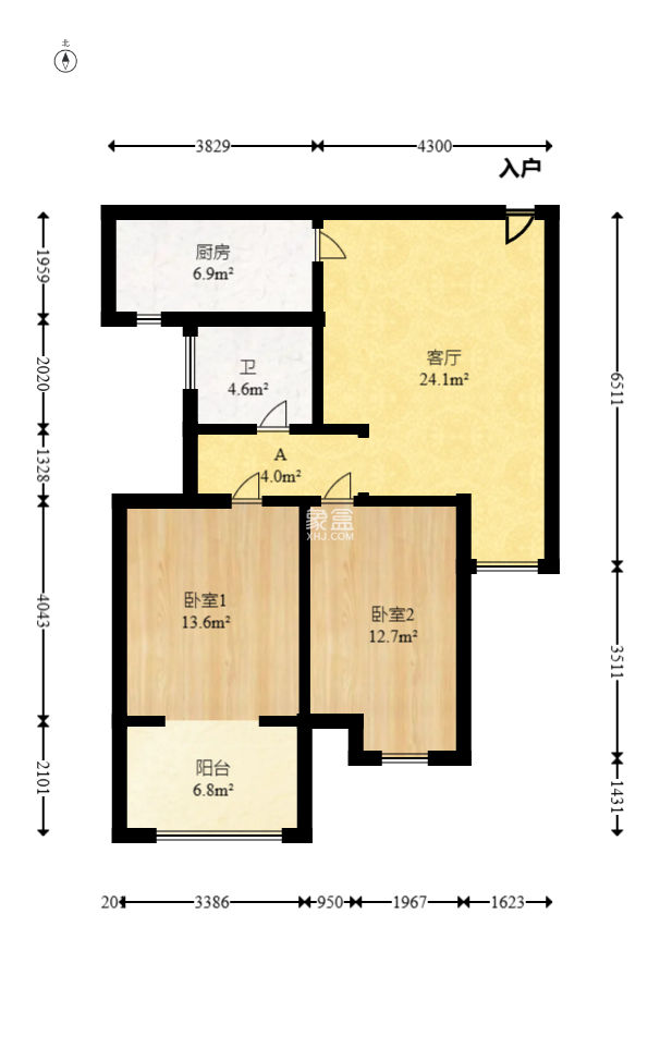 百纳广场（百纳公寓）  2室2厅1卫   78.00万