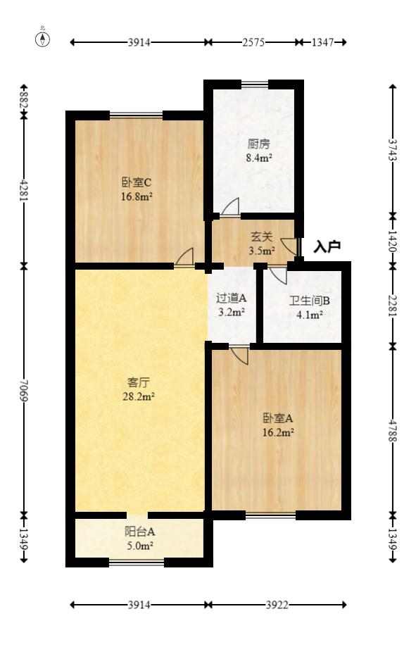 天心友园  2室2厅1卫   74.00万室内图1