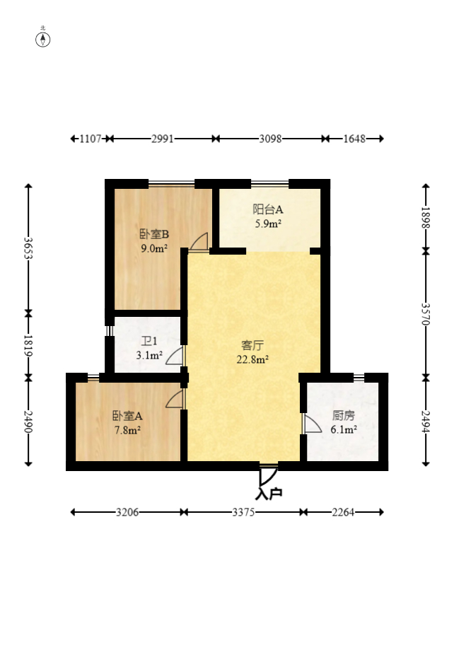 叠彩兰亭  1室0厅0卫   66.00万室内图1