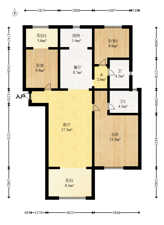碧桂园翘楚棠  3室2厅2卫   178.00万室内图1