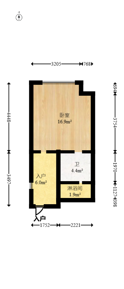 第六都（陆都小区）  1室1厅1卫   40.00万室内图1