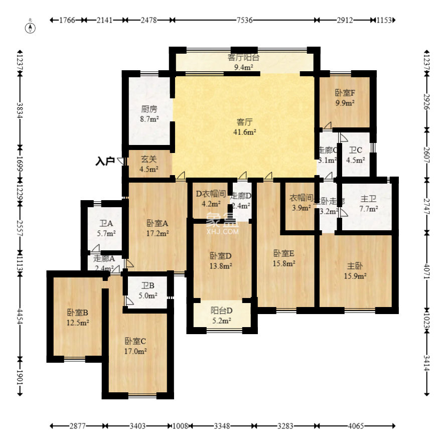 鑫远紫樾香山二期  7室2厅5卫    460.0万
