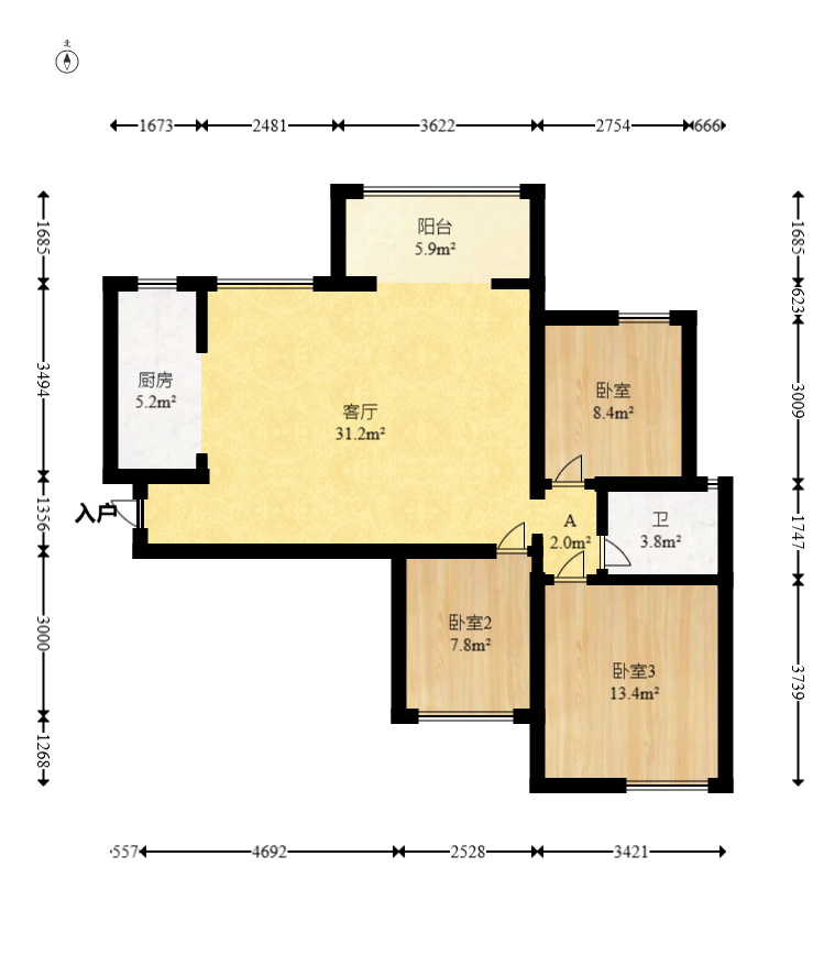 盛世耀凯  3室2厅1卫    78.8万 盛世耀凯  3室2厅1卫    78.8万户型图