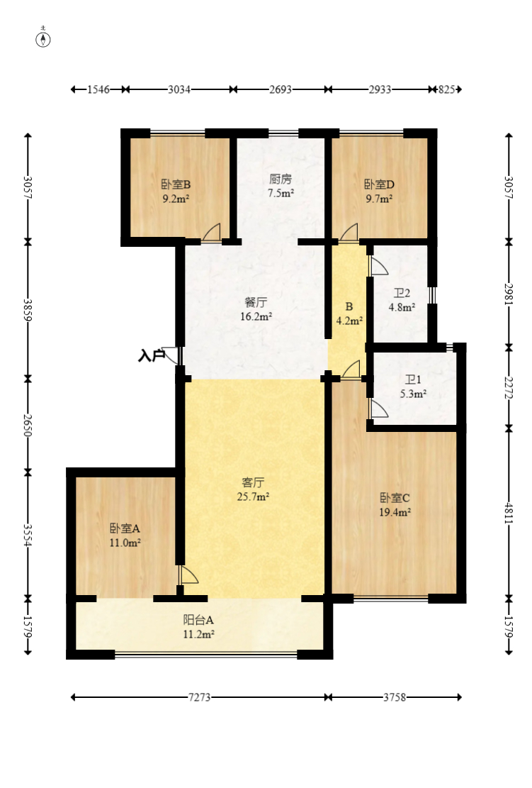 建发玖洲和玺  4室2厅2卫   145.00万室内图1