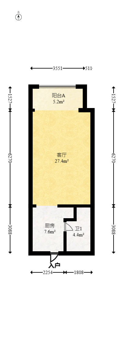 环亚高铁芯城  1室1厅1卫   49.80万室内图1